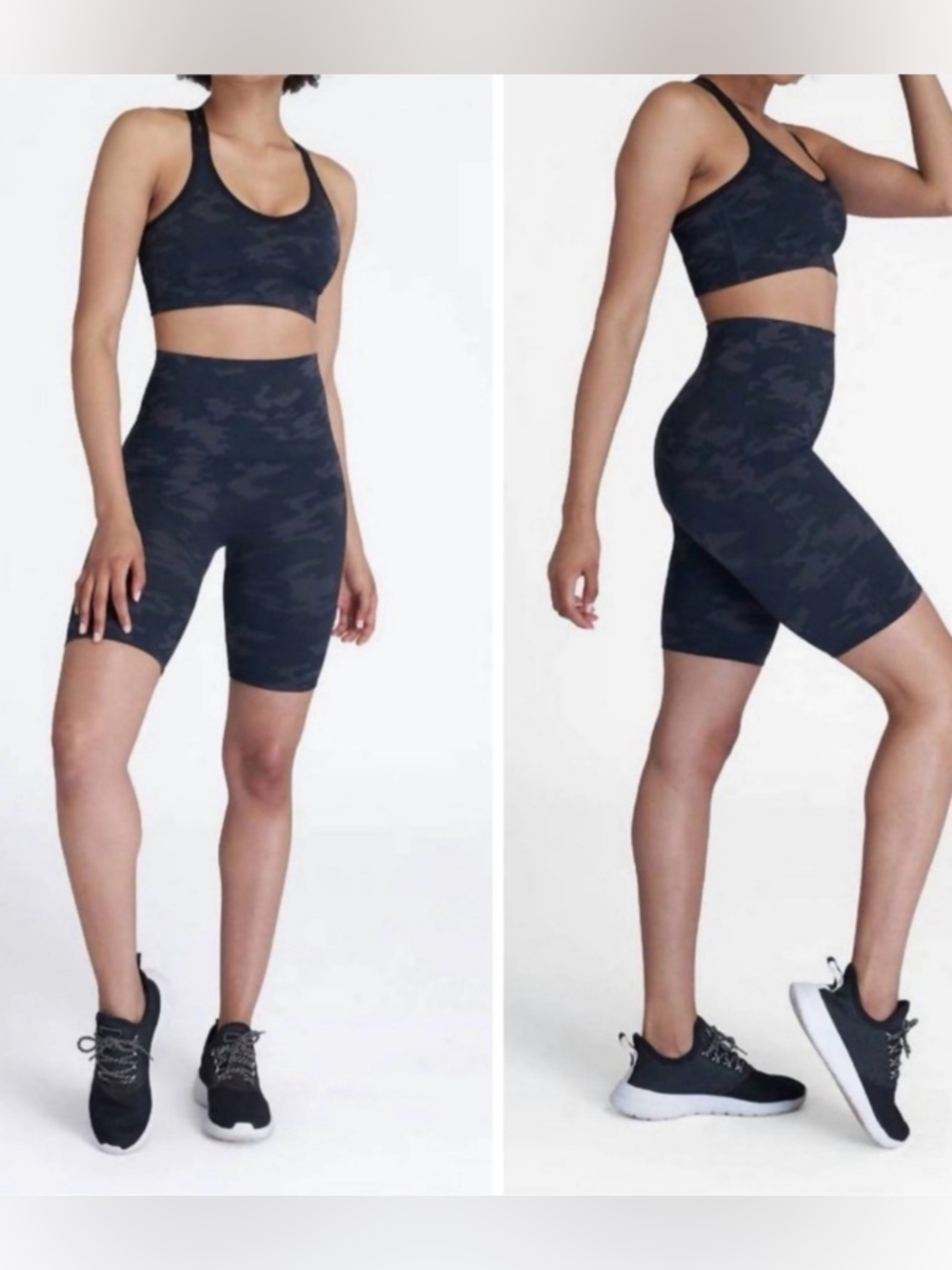 SPANX Black Camo High-Waist Bike Shorts